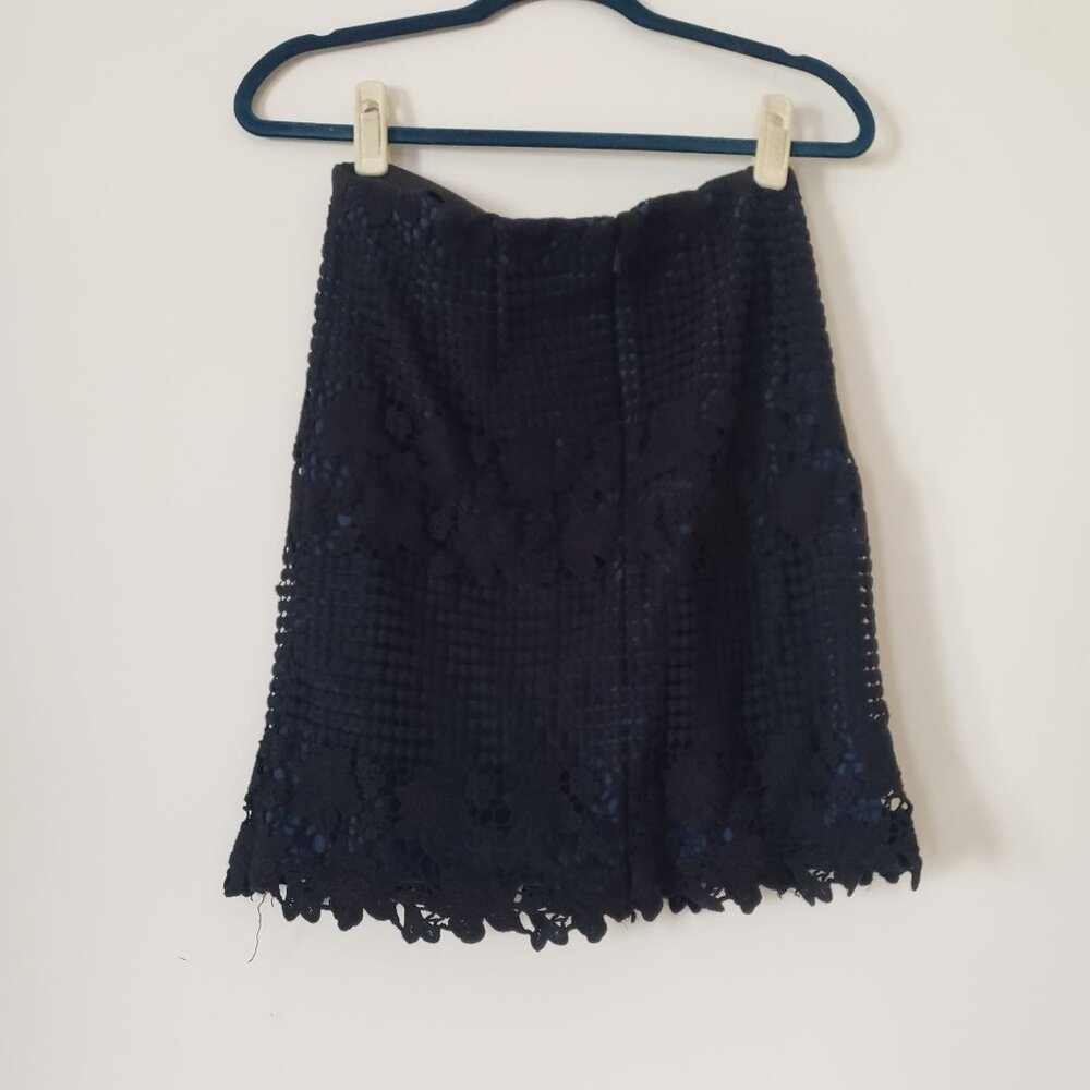 Ann Taylor LOFT Womens‎ Black Lace Straight Skirt Size 2 Office Career Crochet